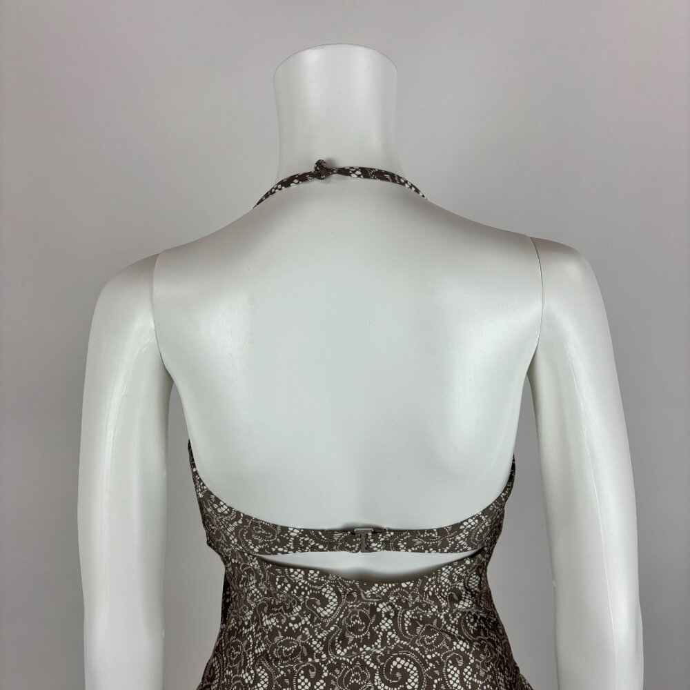 DKNY One Piece Swimsuit Women's Size 10 Brown White Lace Print Retro Pin Up - Picture 9 of 9